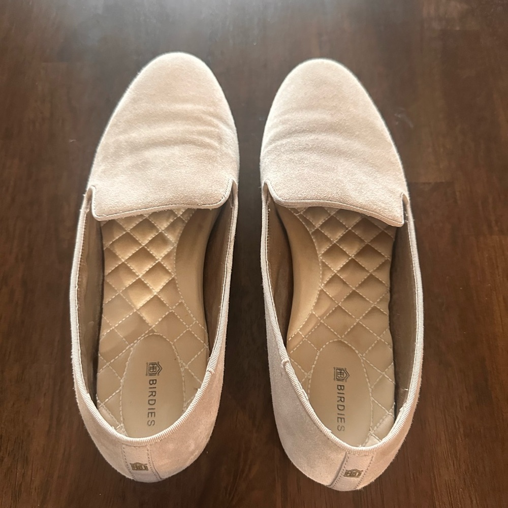 Birdies The Starling Suede Latte Cream Loafers Size 10